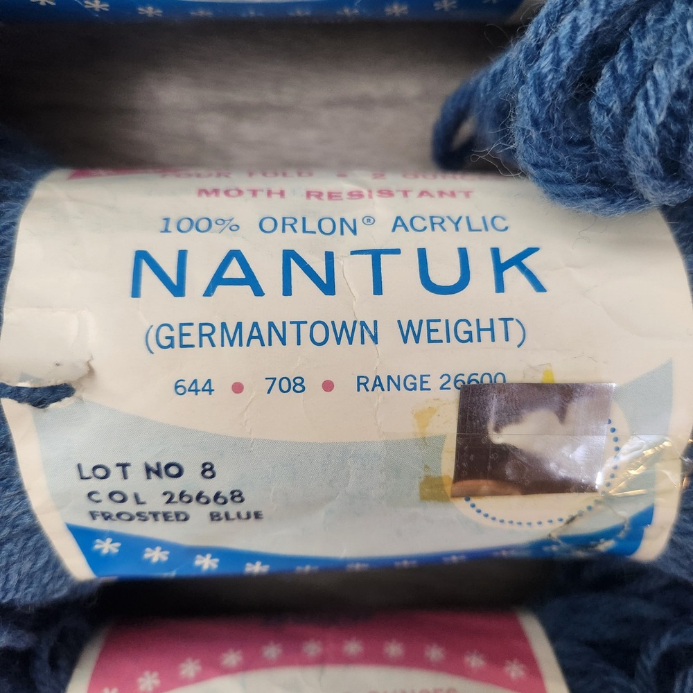 Vintage Penneys Frosted Blue Nantuk Yarn 8oz Germantown Weight Orlon Acrylic - Picture 9 of 12